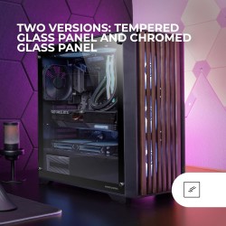 Mars Gaming MC-Wood, Boîtier PC ATX, Panneau Frontal en Bois, Fenêtre Latérale en Verre Trempé, Ventilateur FDB 120mm, Refroidis