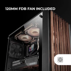 Mars Gaming MC-Wood, Boîtier PC ATX, Panneau Frontal en Bois, Fenêtre Latérale en Verre Trempé, Ventilateur FDB 120mm, Refroidis