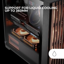 Mars Gaming MC-Wood, Boîtier PC ATX, Panneau Frontal en Bois, Fenêtre Latérale en Verre Trempé, Ventilateur FDB 120mm, Refroidis