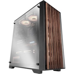 Mars Gaming MC-Wood, Boîtier PC ATX, Panneau Frontal en Bois, Fenêtre Latérale en Verre Chromé, Ventilateur FDB 120mm, Refroidis