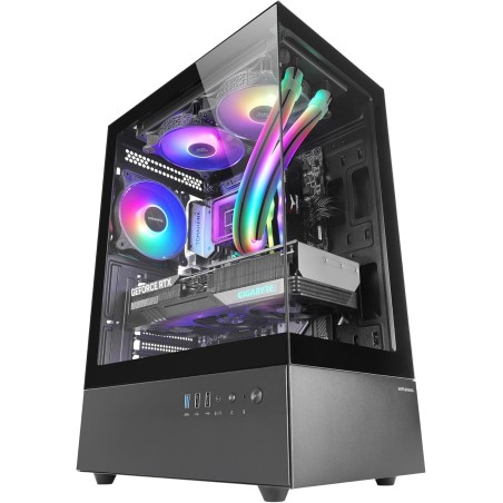 Mars Gaming MC-XO, Boîtier Gaming ATX, Double Verre Trempé Continu 90°, Ventilateur FRGB 12cm, Système Refroidissement SIDECOOL,