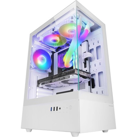 Mars Gaming MC-XO, Boîtier Gaming ATX, Double Verre Trempé Continu 90°, Ventilateur FRGB 12cm, Système Refroidissement SIDECOOL,