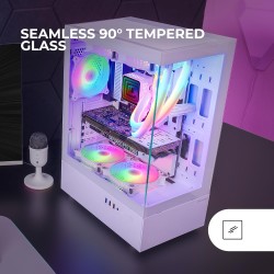 Mars Gaming MC-XO, Boîtier Gaming ATX, Double Verre Trempé Continu 90°, Ventilateur FRGB 12cm, Système Refroidissement SIDECOOL,