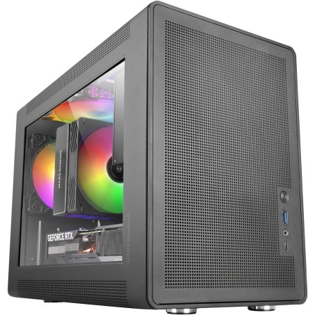 Mars Gaming MC-XPS, Boîtier Gaming MicroATX Ultrapcompact, Verre Trempé + Panneaux Mesh, Ventilateur FRGB 12cm, Technologie Refr