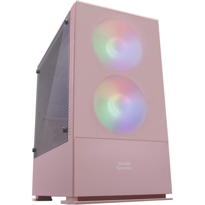 Mars Gaming MCZP, Boîtier PC Gaming Micro-ATX/Mini-ITX, Compact avec 2 Ventilateurs FRGB, Panneau Avant Mesh, Double Chambre, Su