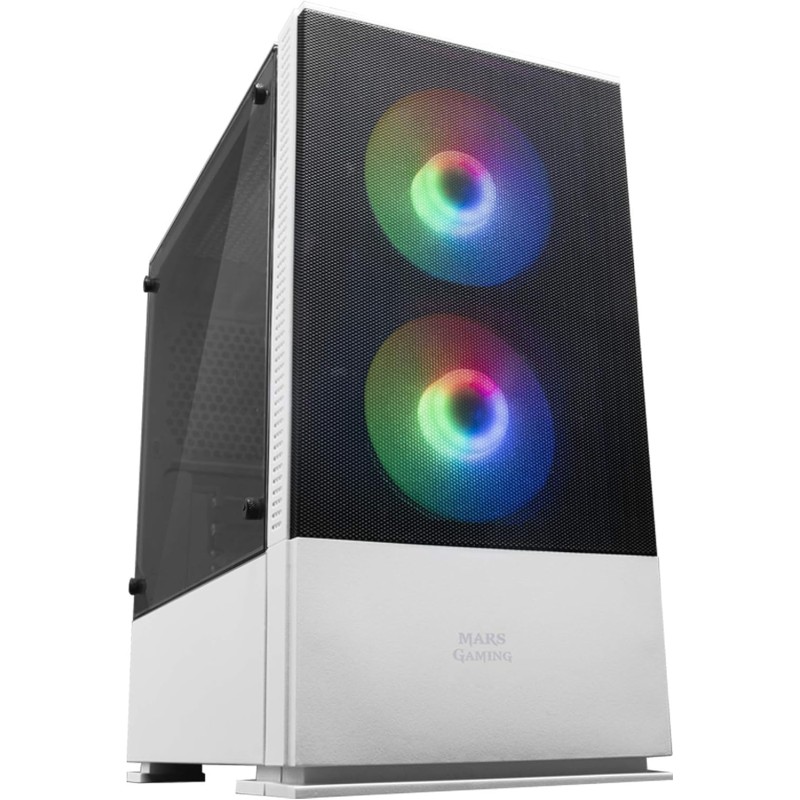 Mars Gaming MCZW, Boîtier PC Gaming Micro-ATX/Mini-ITX, Compact avec 2 Ventilateurs FRGB, Panneau Avant Mesh, Double Chambre, Su