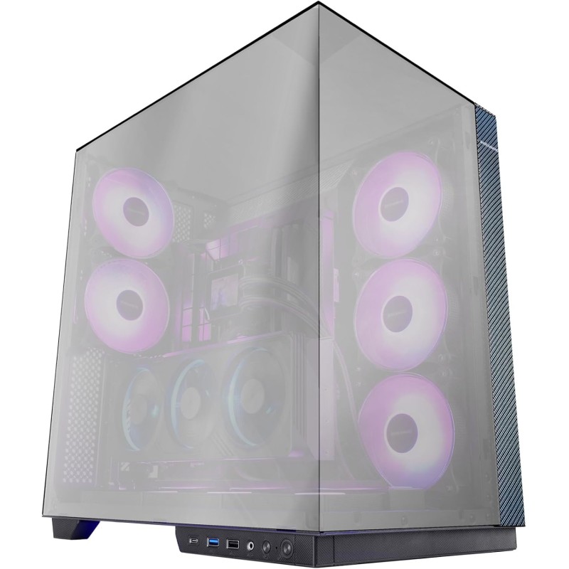 Mars Gaming MC-3GFPRO, Boîtier Gaming ATX, Triple Verre Chromé, 2X Ventilateurs ARGB 120mm, Montage Vertical des Cartes Graphiqu