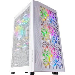 Mars Gaming MCMESHW, Boîtier Gaming Compact MicroATX, Panneau Avant Total Mesh, 3 Ventilateurs FRGB 120mm, Verre Trempé, Blanc