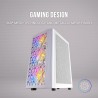 Mars Gaming MCMESHW, Boîtier Gaming Compact MicroATX, Panneau Avant Total Mesh, 3 Ventilateurs FRGB 120mm, Verre Trempé, Blanc