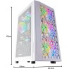 Mars Gaming MCMESHW, Boîtier Gaming Compact MicroATX, Panneau Avant Total Mesh, 3 Ventilateurs FRGB 120mm, Verre Trempé, Blanc