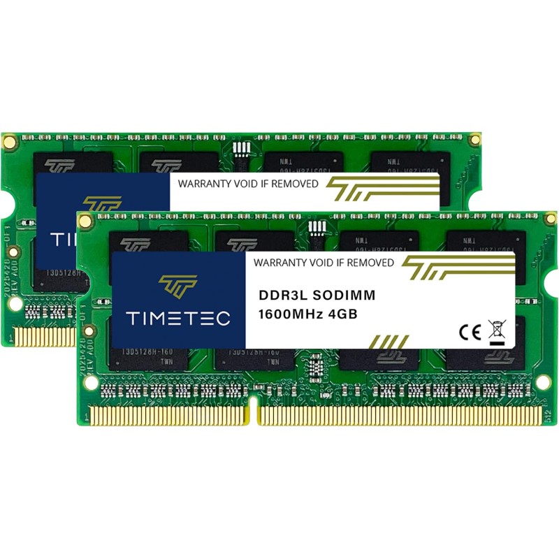 Timetec 8 Go KIT (2x4Go)DDR3L/DDR3 1600MHz PC3-12800 Non-ECC sans tampon 1.35 V/1.5 V CL11 2Rx8 double rang 204 broches SODIMM o