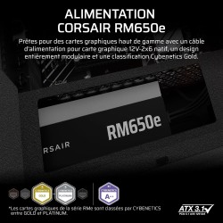 Corsair rm650e (2025) fully modular low-noise atx power supply with 12v-2x6 cable – atx 3.1 & pcie 5.1 compliant, cybenetics gol
