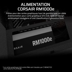 Corsair rm1000e (2025) alimentation atx entièrement modulaire et silencieuse avec câble 12v-2x6 - compatible atx 3.1 et pcie 5.1