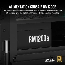 CORSAIR RM1200e (2023) Alimentation ATX Entièrement Modulaire à Faible Niveau de Bruit avec Câble 12V-2x6 – ATX 3.1 & Conformité
