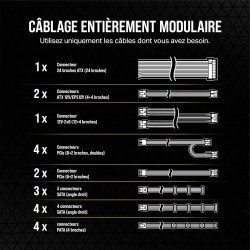 CORSAIR RM1200e (2023) Alimentation ATX Entièrement Modulaire à Faible Niveau de Bruit avec Câble 12V-2x6 – ATX 3.1 & Conformité