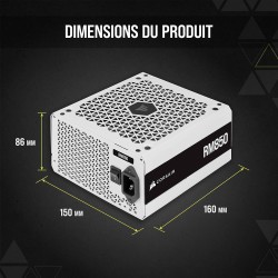 Corsair rm850 (2021), rm series, 850 watts 80 plus or alimentations atx entièrement modulaires (trois connecteurs eps12v, foncti