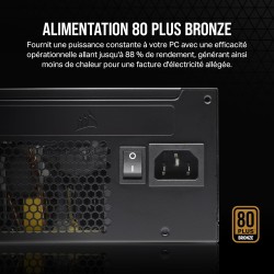 CORSAIR CX550 ATX 550W Alimentation - Certifiée 80 Plus Bronze - Faible Bruit - Câbles gainés - Non Modulaire - EU - Noir