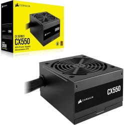 CORSAIR CX550 ATX 550W Alimentation - Certifiée 80 Plus Bronze - Faible Bruit - Câbles gainés - Non Modulaire - EU - Noir