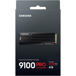 Samsung SSD Interne 9100 Pro avec dissipateur, NVMe 2.0 PCIe 5.0 x4, Capacité 4To, Vitesse de Lecture jusqu'à 14 800Mo/s, Les Pe