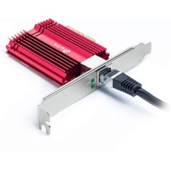 TP-Link TX401 Carte Réseau PCIe 10 Gigabit, Carte Réseau 10Gbps, Câble Ethernet Cat 6A Inclus, Latence Ultra-Faible, Compatible 