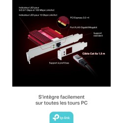 TP-Link TX401 Carte Réseau PCIe 10 Gigabit, Carte Réseau 10Gbps, Câble Ethernet Cat 6A Inclus, Latence Ultra-Faible, Compatible 