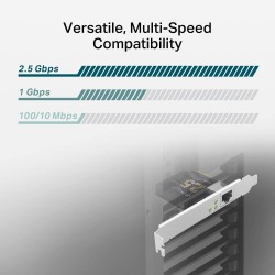 TP-Link Carte WiFi PCIe 2,5 Gigabit TX201, Réseau 2,5 Gbit/s, Latence Ultra-Faible, Compatible avec Windows 11/10/8.1/8/7, Les s