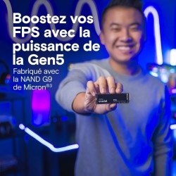 Crucial P510 SSD 1To PCIe 5.0 x4 NVMe M.2, Lecture jusqu'à 11.000 Mo/s, écriture jusqu'à 9.500 Mo/s, Compatible avec Ordinateur 