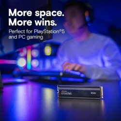 Crucial P510 SSD 2To PCIe 5.0 x4 Gen5 NVMe M.2 avec Dissipateur, Lecture jusqu'à 10000 Mo/s, écriture jusqu'à 8700 MB/s, Ordinat