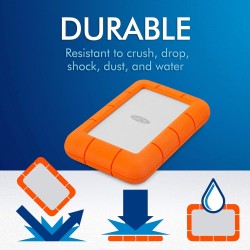 LaCie Rugged Mini 5To, Portable 2.5", Disque Dur Externe, PC Mac iPad & iPhone, Data Rescue Service (STJJ5000400)
