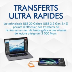 LaCie Rugged Mini, 500Go, 2.5", Portable External Hard Drive, for PC Mac iPad & iPhone, Data Rescue Service (STMF500400)