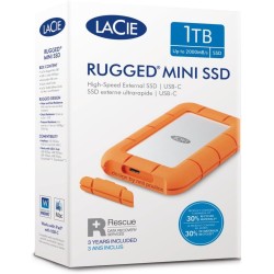 LaCie Rugged Mini, 1To, 2.5", Portable External Hard Drive, for PC Mac iPad & iPhone, Data Rescue Service (STMF1000400)