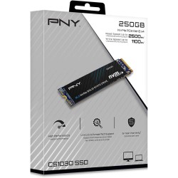 PNY CS1030 250GB M.2 NVMe PCIe Gen3 x4, 2500MB/s Vitesse de Lecture, 1100MB/s Vitesse d'écriture Internal Solid State Drive (SSD
