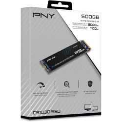 PNY CS1030 500GB M.2 NVMe PCIe Gen3 x4, 2000MB/s Vitesse de Lecture, 1100MB/s Vitesse d'écriture Internal Solid State Drive (SSD