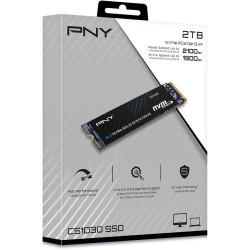 PNY CS1030 2TB M.2 NVMe PCIe Gen3 x4, 2100MB/s Vitesse de Lecture, 1900MB/s Vitesse d'écriture Internal Solid State Drive (SSD)