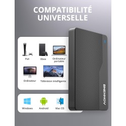 Disque Dur Externe Portable 500Go 2.5'' USB 3.0 Stockage HDD pour PS4, PC, Mac, Ordinateur Portable, Xbox, Android, Bureau SATA,