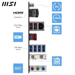 MSI Pro B850-S WIFI6E Carte mère, ATX - pour processeurs AMD Ryzen 9000/8000 / 7000, AM5 - DDR5 Memory Boost 8200+MT/s (OC), PCI