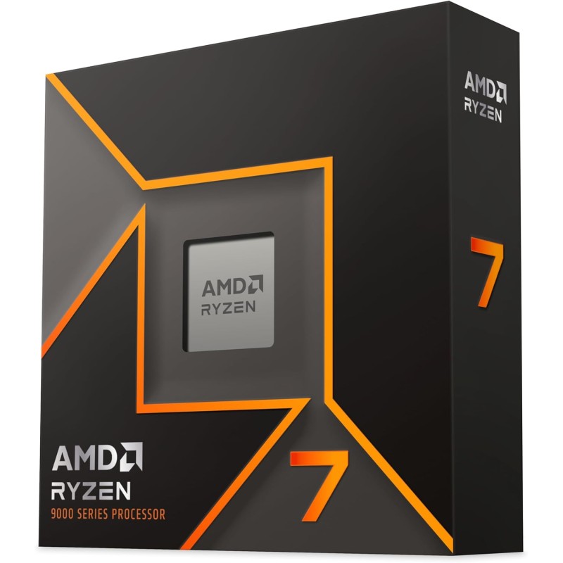 AMD Ryzen 7 9700X Processeur (8 Coeurs/16 Threads), 65W DTP, Socket AM5, Cache 40Mo, jusqu'à 5.5 GHz Fréquence Boost, Pas de Ven