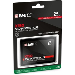 EMTEC - Disque Dur SSD Interne 2,5" 2To - SATA - X150 Power Plus 3D NAND - 10x Plus Rapide Qu’Un Disque Dur Classique - Démarrag