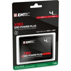EMTEC - Disque Dur SSD Interne 2,5" 4To - SATA - X150 Power Plus 3D NAND - 10x Plus Rapide Qu’Un Disque Dur Classique - Démarrag