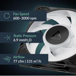 ARCTIC P12 Pro A-RGB - Puissant ventilateur premium, ventilateur PWM 120 mm avec répartiteur de câble en Y, 600-3000 rpm, 0 rpm 