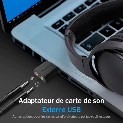 SABRENT Carte Son Externe, Adaptateur Audio USB vers 3,5mm Jack, convertisseur de Carte Son USB avec Stéréo, Micro, pour PS4, PS
