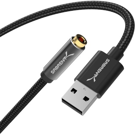 SABRENT Carte Son Externe, Adaptateur Audio USB vers 3,5mm Jack, convertisseur de Carte Son USB avec Stéréo, Micro, pour PS4, PS