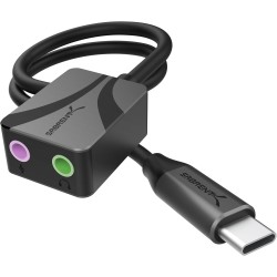 SABRENT Adaptateur USB C Jack 3.5 mm, Carte Son Externe Haute Résolution 24 Bits/96 KHz, Prise Jack USB C Double pour Micro et S