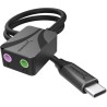 SABRENT Adaptateur USB C Jack 3.5 mm, Carte Son Externe Haute Résolution 24 Bits/96 KHz, Prise Jack USB C Double pour Micro et S