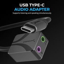 SABRENT Adaptateur USB C Jack 3.5 mm, Carte Son Externe Haute Résolution 24 Bits/96 KHz, Prise Jack USB C Double pour Micro et S