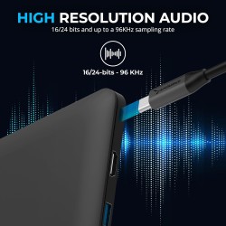 SABRENT Adaptateur USB C Jack 3.5 mm, Carte Son Externe Haute Résolution 24 Bits/96 KHz, Prise Jack USB C Double pour Micro et S