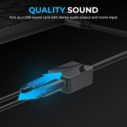 SABRENT Adaptateur USB C Jack 3.5 mm, Carte Son Externe Haute Résolution 24 Bits/96 KHz, Prise Jack USB C Double pour Micro et S