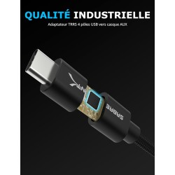 SABRENT Carte Son Externe Type C, Adaptateur Audio USB vers 3,5mm Jack, convertisseur de Carte Son USB avec Stéréo, Micro, pour 