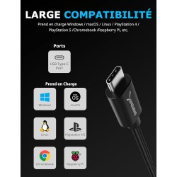 SABRENT Carte Son Externe Type C, Adaptateur Audio USB vers 3,5mm Jack, convertisseur de Carte Son USB avec Stéréo, Micro, pour 