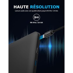 SABRENT Carte Son Externe Type C, Adaptateur Audio USB vers 3,5mm Jack, convertisseur de Carte Son USB avec Stéréo, Micro, pour 